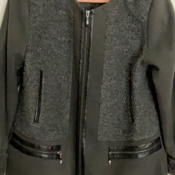 METAPHOR Vegan Leather Wool Blend Coat - Picture 2 of 6